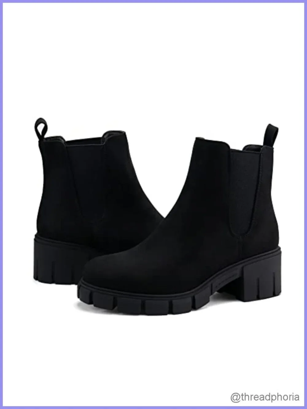 Womens Platform Chelsea Ankle Boots Chunky Heel Round Toe Pull On